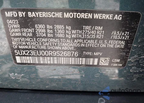 2024 BMW X5 xDrive40I from USA, damaged, VIN 5UX23EU00R9S26876